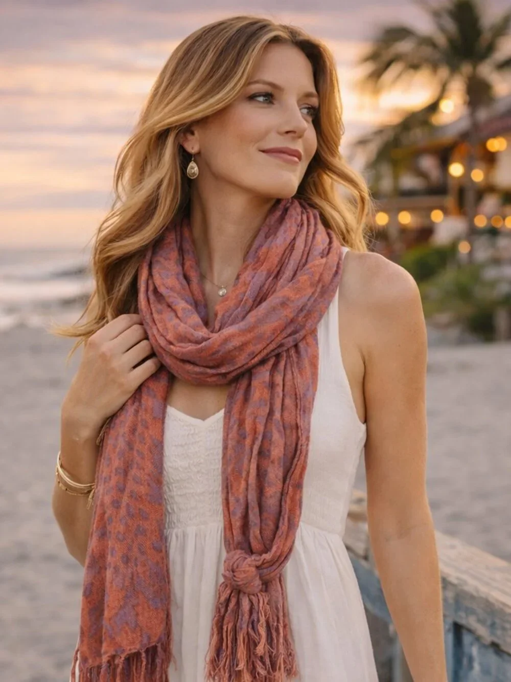 Vintage Bali Bay Rayon Sarong Scarf / Wrap – Handcrafted in Indonesia